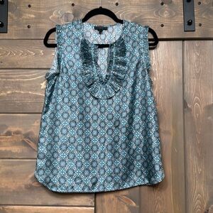 J. Crew sleeveless blouse with ruffle details